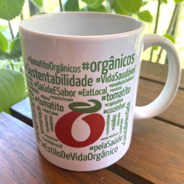 Caneca Tomatito Cerâmica Branca 300ml
